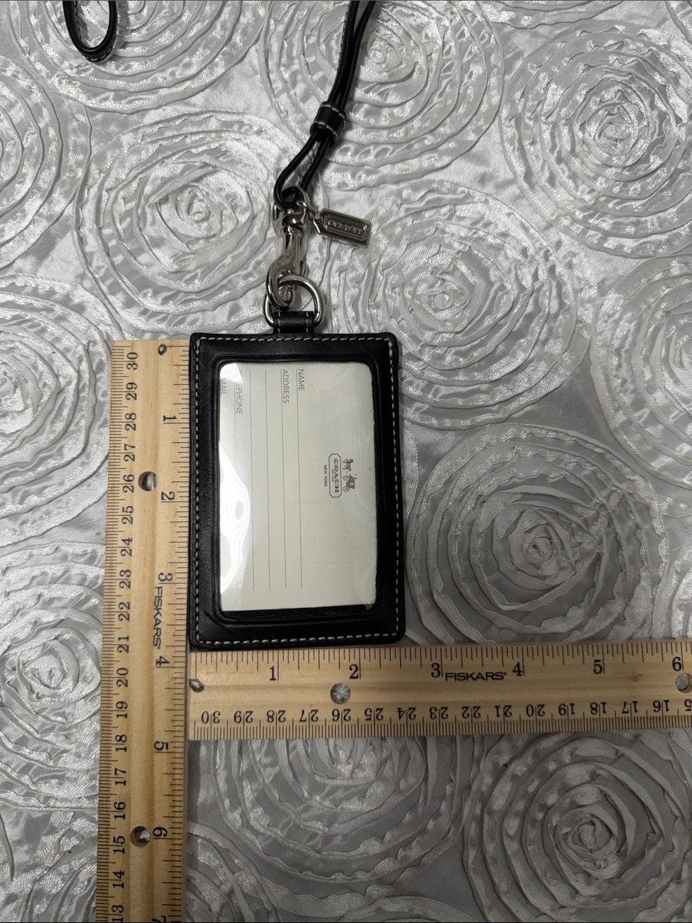 Coach Black Leather Lanyard ID Badge Holder